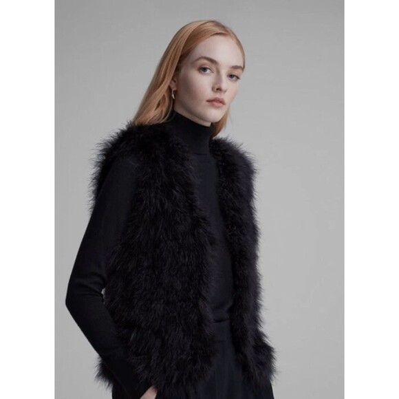 Club Monaco Vest Womens S Violet Feather Open Front Gilet Rock Punk Glam $198 - Picture 4 of 16